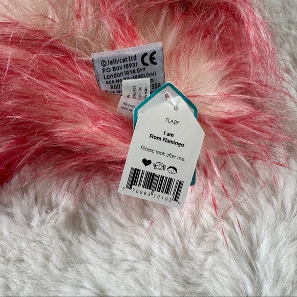 Jellycat Flora the Flamingo Fluffy Hot Pink Furry Bird Stuffed Plush Animal - Picture 5 of 7